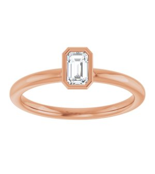 72129 Ring Set 14K Rose Natural White Sapphire Emerald 5 X 3 Mm Polished Natural White Sapphire Stackable Ring