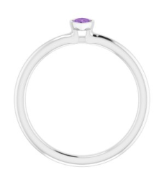 72129 Ring Set 14K White Natural Amethyst Pear 5 X 3 Mm Polished Natural Amethyst Stackable Ring