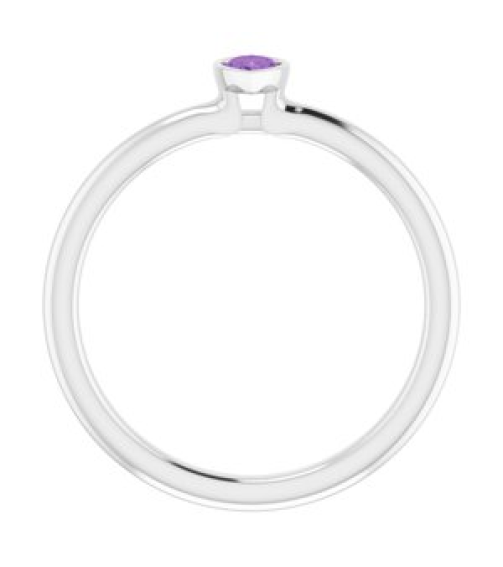 72129 Ring Set 14K White Natural Amethyst Pear 5 X 3 Mm Polished Natural Amethyst Stackable Ring
