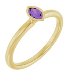 72129 Ring Set 14K Yellow Natural Amethyst Marquise 5 X 3 Mm Polished Natural Amethyst Stackable Ring