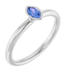 72129 Ring Set Sterling Silver Natural Tanzanite Marquise 5 X 3 Mm Polished Natural Tanzanite Stackable Ring