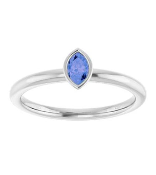 72129 Ring Set Sterling Silver Natural Tanzanite Marquise 5 X 3 Mm Polished Natural Tanzanite Stackable Ring
