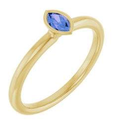 72129 Ring Set 14K Yellow Natural Tanzanite Marquise 5 X 3 Mm Polished Natural Tanzanite Stackable Ring