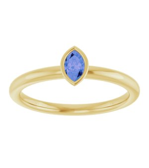 72129 Ring Set 14K Yellow Natural Tanzanite Marquise 5 X 3 Mm Polished Natural Tanzanite Stackable Ring