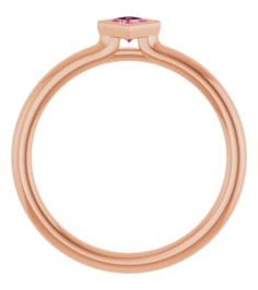 72129 Ring Set 14K Rose Natural Pink Tourmaline Square 3 X 3 Mm Polished Natural Pink Tourmaline Stackable Ring