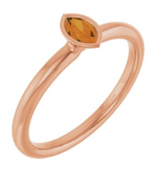 72129 Ring Set 14K Rose Natural Citrine Marquise 5 X 3 Mm Polished Natural Citrine Stackable Ring