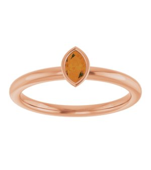 72129 Ring Set 14K Rose Natural Citrine Marquise 5 X 3 Mm Polished Natural Citrine Stackable Ring