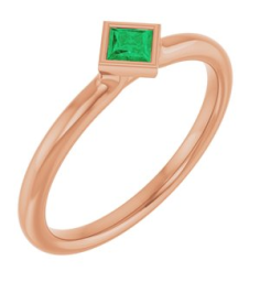 72129 Ring Set 14K Rose Natural Emerald Square 3 X 3 Mm Polished Natural Emerald Stackable Ring