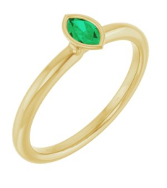 72129 Ring Set 14K Yellow Lab-Grown Emerald Marquise 5 X 3 Mm Polished Lab-Grown Emerald Stackable Ring