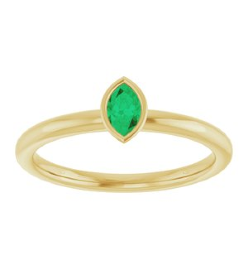 72129 Ring Set 14K Yellow Lab-Grown Emerald Marquise 5 X 3 Mm Polished Lab-Grown Emerald Stackable Ring