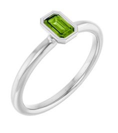 72129 Ring Set 14K White Natural Peridot Emerald 5 X 3 Mm Polished Natural Peridot Stackable Ring