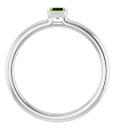 72129 Ring Set 14K White Natural Peridot Emerald 5 X 3 Mm Polished Natural Peridot Stackable Ring