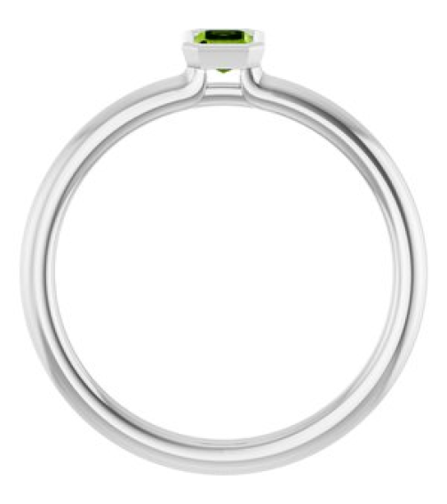 72129 Ring Set 14K White Natural Peridot Emerald 5 X 3 Mm Polished Natural Peridot Stackable Ring