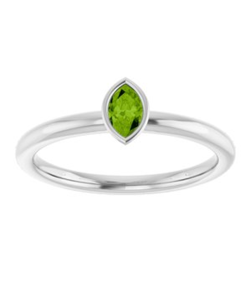 72129 Ring Set 14K White Imitation Peridot Marquise 5 X 3 Mm Polished Imitation Peridot Stackable Ring