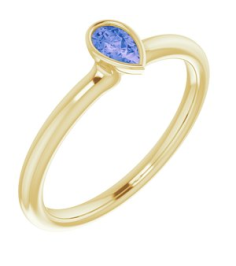 72129 Ring Set 14K Yellow Natural Tanzanite Pear 5 X 3 Mm Polished Natural Tanzanite Stackable Ring