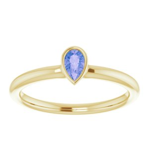 72129 Ring Set 14K Yellow Natural Tanzanite Pear 5 X 3 Mm Polished Natural Tanzanite Stackable Ring