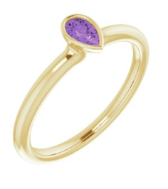 72129 Ring Set 14K Yellow Natural Amethyst Pear 5 X 3 Mm Polished Natural Amethyst Stackable Ring