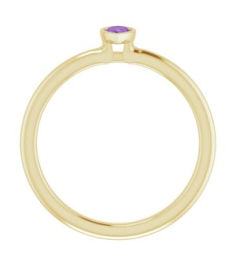 72129 Ring Set 14K Yellow Natural Amethyst Pear 5 X 3 Mm Polished Natural Amethyst Stackable Ring