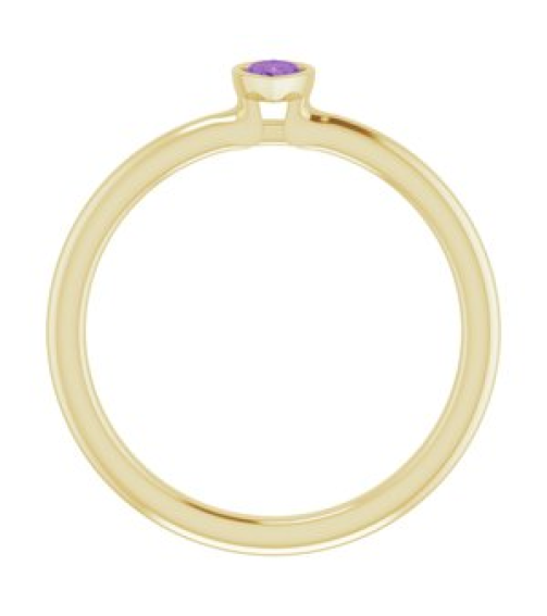 72129 Ring Set 14K Yellow Natural Amethyst Pear 5 X 3 Mm Polished Natural Amethyst Stackable Ring