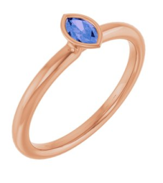 72129 Ring Set 14K Rose Natural Tanzanite Marquise 5 X 3 Mm Polished Natural Tanzanite Stackable Ring