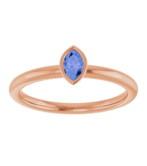 72129 Ring Set 14K Rose Natural Tanzanite Marquise 5 X 3 Mm Polished Natural Tanzanite Stackable Ring