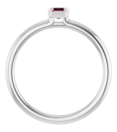 72129 Ring Set 14K White Natural Pink Tourmaline Emerald 5 X 3 Mm Polished Natural Pink Tourmaline Stackable Ring