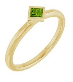 72129 Ring Set 14K Yellow Natural Peridot Square 3 X 3 Mm Polished Natural Peridot Stackable Ring