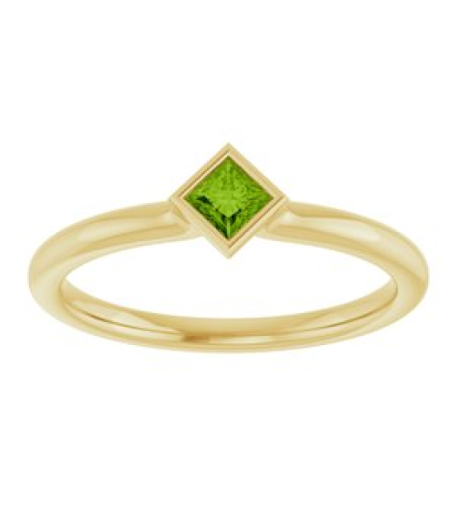 72129 Ring Set 14K Yellow Natural Peridot Square 3 X 3 Mm Polished Natural Peridot Stackable Ring