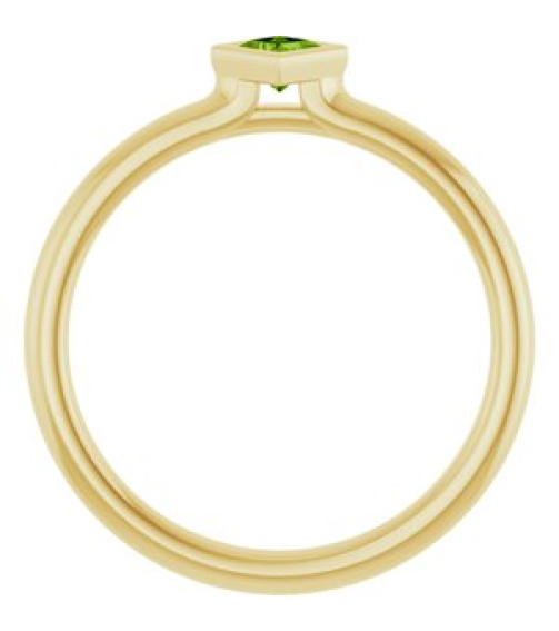 72129 Ring Set 14K Yellow Natural Peridot Square 3 X 3 Mm Polished Natural Peridot Stackable Ring
