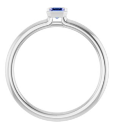 72129 Ring Set Sterling Silver Natural Tanzanite Emerald 5 X 3 Mm Polished Natural Tanzanite Stackable Ring