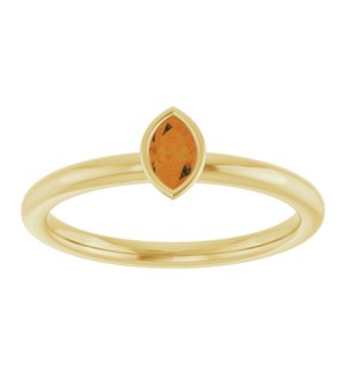 72129 Ring Set 14K Yellow Natural Citrine Marquise 5 X 3 Mm Polished Natural Citrine Stackable Ring