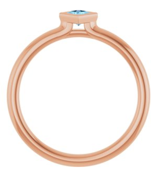 72129 Ring Set 14K Rose Natural Aquamarine Square 3 X 3 Mm Polished Natural Aquamarine Stackable Ring