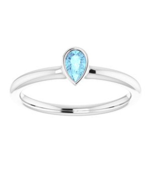 72129 Ring Set Sterling Silver Natural Aquamarine Pear 5 X 3 Mm Polished Natural Aquamarine Stackable Ring