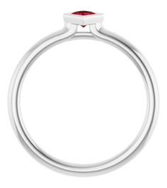 72129 Ring Set 14K White Lab-Grown Ruby Square 3 X 3 Mm Polished Lab-Grown Ruby Stackable Ring