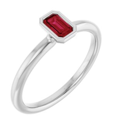72129 Ring Set 14K White Lab-Grown Ruby Emerald 5 X 3 Mm Polished Lab-Grown Ruby Stackable Ring