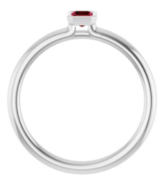 72129 Ring Set 14K White Lab-Grown Ruby Emerald 5 X 3 Mm Polished Lab-Grown Ruby Stackable Ring