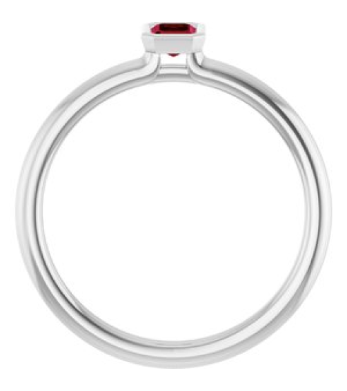 72129 Ring Set 14K White Lab-Grown Ruby Emerald 5 X 3 Mm Polished Lab-Grown Ruby Stackable Ring