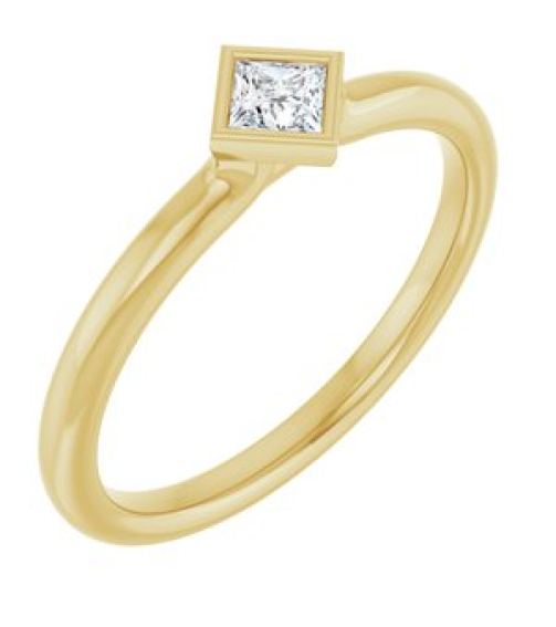 72129 Ring Set 14K Yellow Natural White Sapphire Square 3 X 3 Mm Polished Natural White Sapphire Stackable Ring