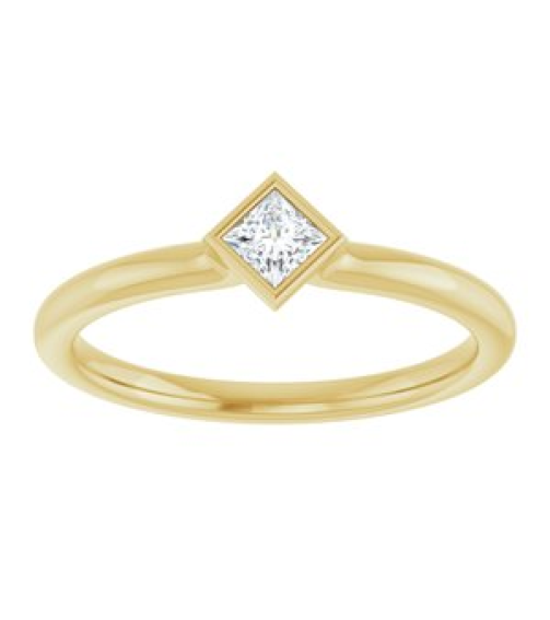 72129 Ring Set 14K Yellow Natural White Sapphire Square 3 X 3 Mm Polished Natural White Sapphire Stackable Ring