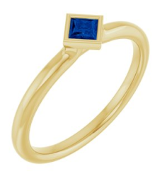 72129 Ring Set 14K Yellow Lab-Grown Blue Sapphire Square 3 X 3 Mm Polished Lab-Grown Blue Sapphire Stackable Ring