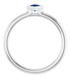 72129 Ring Set 14K White Natural Blue Sapphire Square 3 X 3 Mm Polished Natural Blue Sapphire Stackable Ring