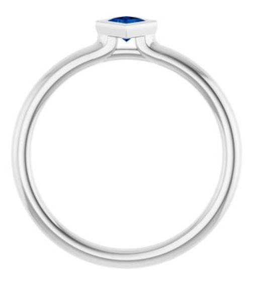 72129 Ring Set 14K White Natural Blue Sapphire Square 3 X 3 Mm Polished Natural Blue Sapphire Stackable Ring