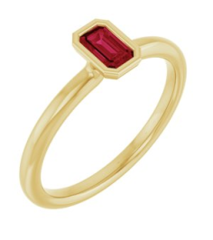 72129 Ring Set 14K Yellow Lab-Grown Ruby Emerald 5 X 3 Mm Polished Lab-Grown Ruby Stackable Ring