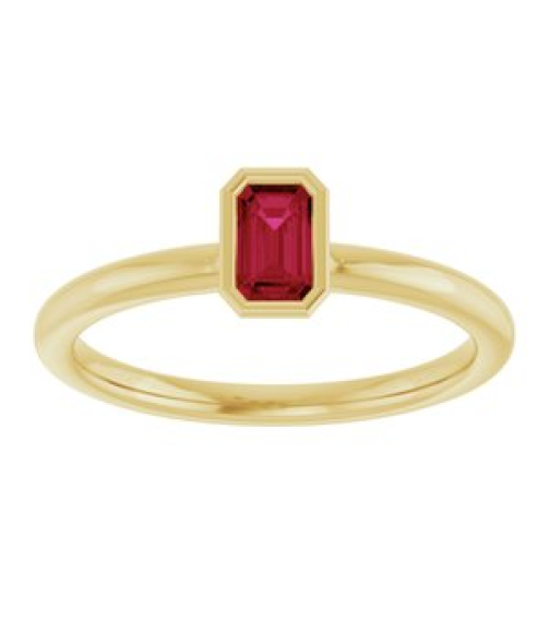 72129 Ring Set 14K Yellow Lab-Grown Ruby Emerald 5 X 3 Mm Polished Lab-Grown Ruby Stackable Ring