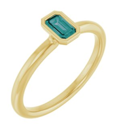 72129 Ring Set 14K Yellow Lab-Grown Alexandrite Emerald 5 X 3 Mm Polished Lab-Grown Alexandrite Stackable Ring