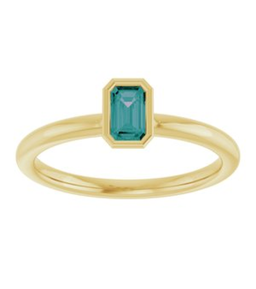 72129 Ring Set 14K Yellow Lab-Grown Alexandrite Emerald 5 X 3 Mm Polished Lab-Grown Alexandrite Stackable Ring