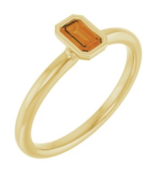 72129 Ring Set 14K Yellow Natural Citrine Emerald 5 X 3 Mm Polished Natural Citrine Stackable Ring