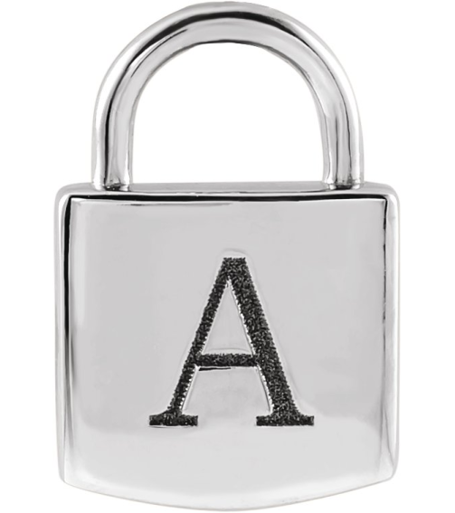 87184 Pendant Platinum 12.02 X 8 Mm Polished Engravable Lock Pendant