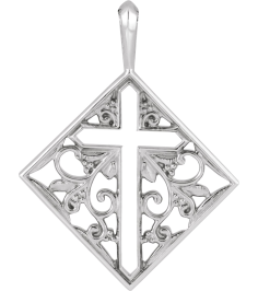 R42397 Pendant Sterling Silver 23.39 X 18 Mm Polished Ornate Pierced Cross Pendant