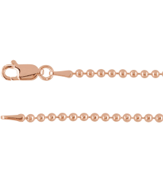 Ch437 14K Rose Bead 2 Mm 24 In Lobster Clasp Polished Hollow Bead Chain
